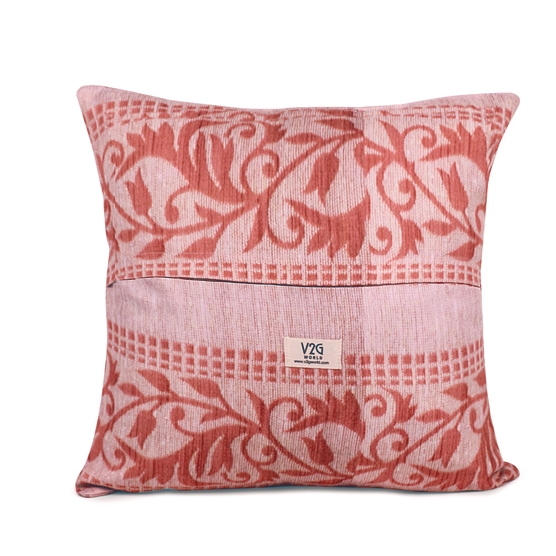 Cushion Cover-Ethnic Collection-90011(orangish pink)-Set of 2