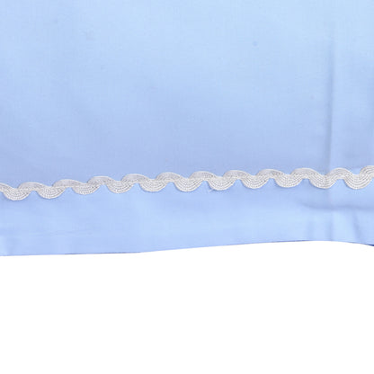 V2G Plain Color Pillow Covers-Sky Blue with Lace- Pair