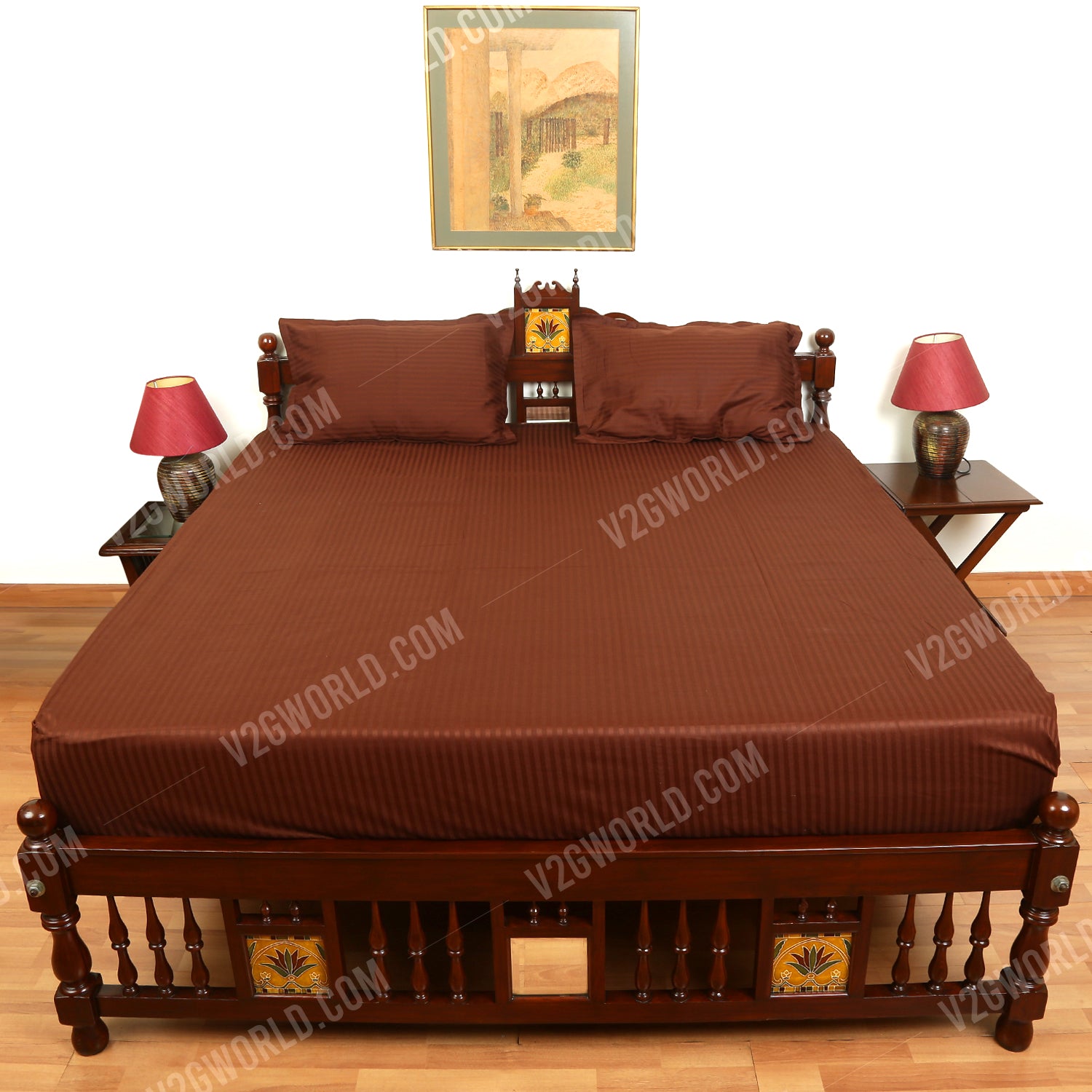 Plain Bedsheet - Double Bed - Dark Brown
