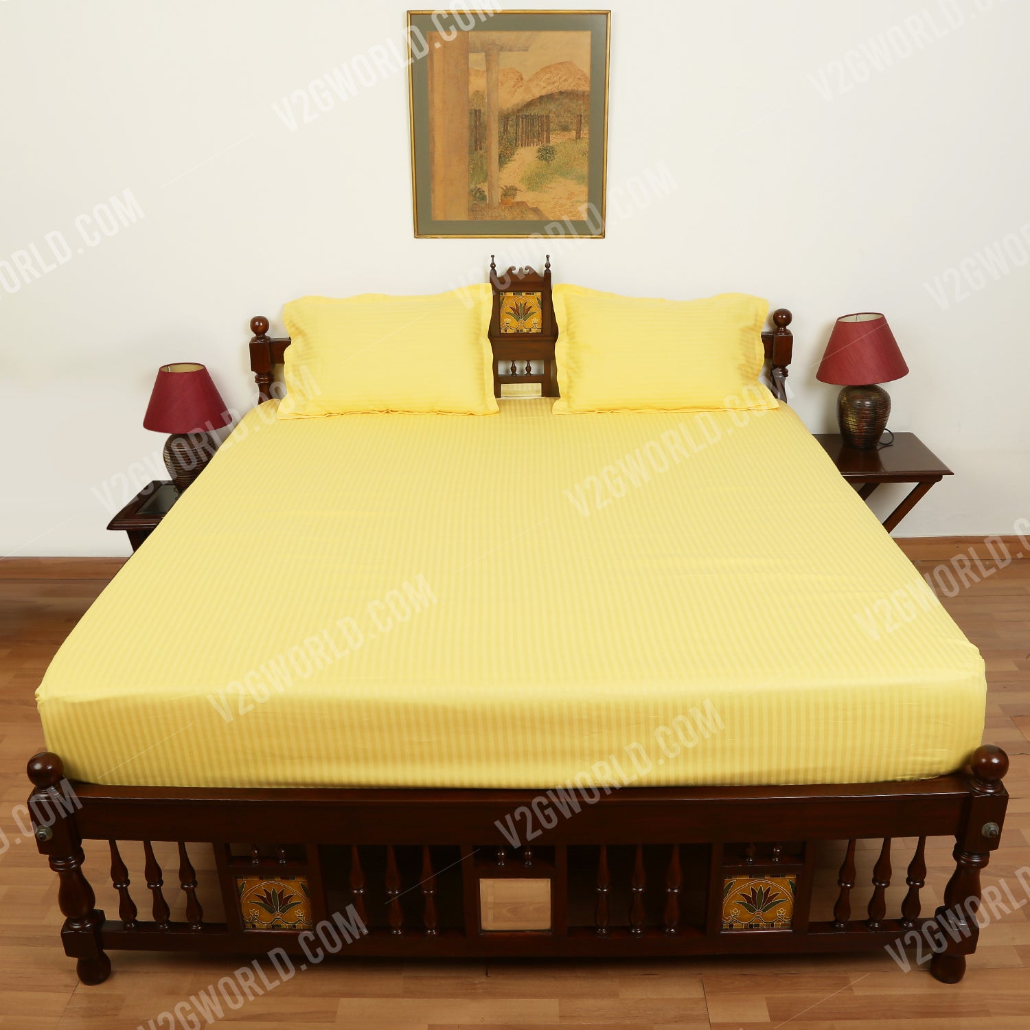 Plain Bedsheet - Double Bed - Yellow