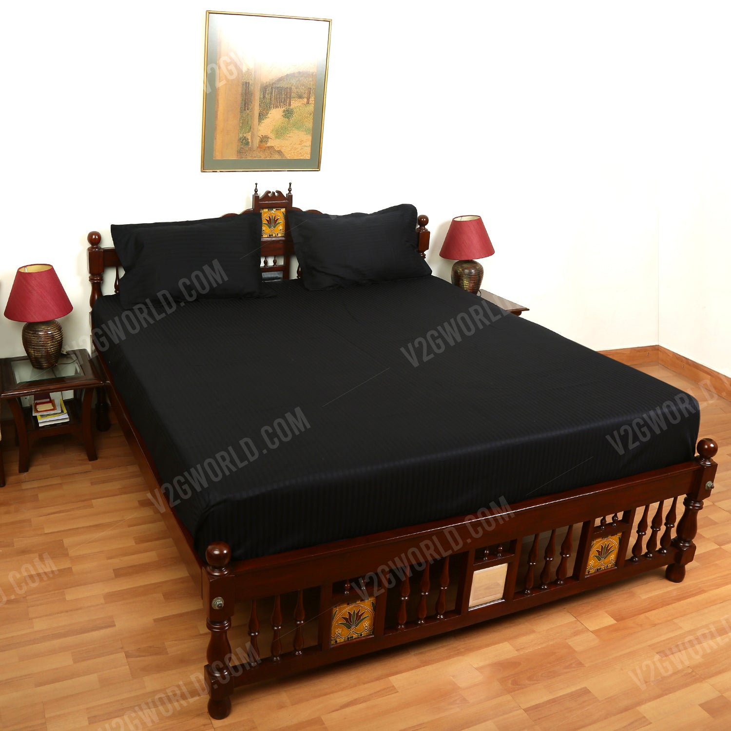 Plain Bedsheet - Double Bed -Solid Black