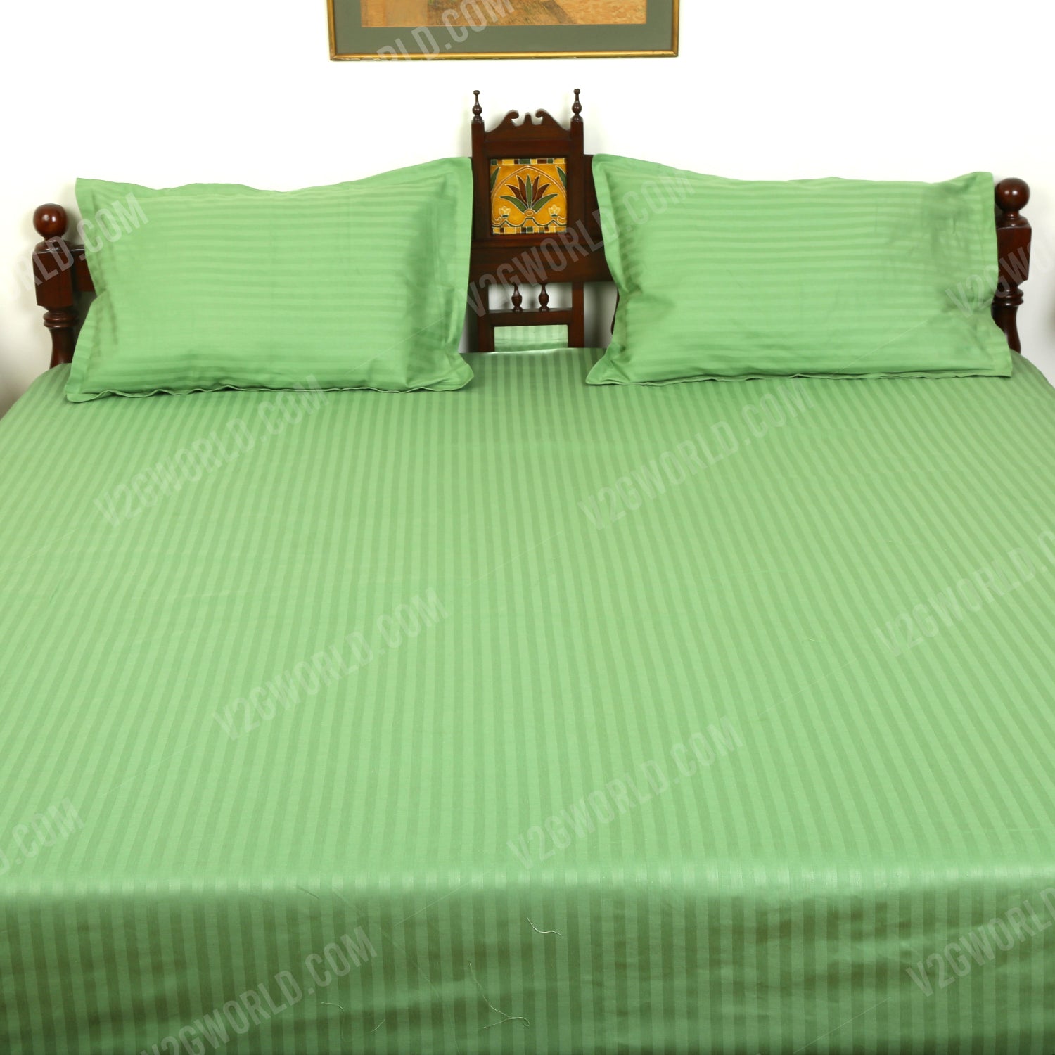 Plain Bedsheet - Double Bed - Pista Green