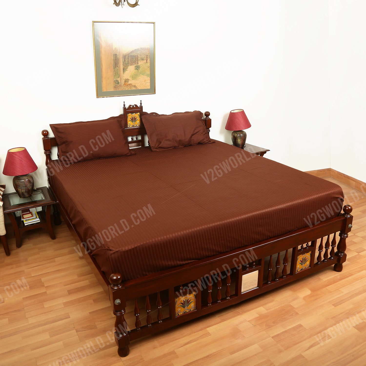 Plain Bedsheet - Double Bed - Dark Brown