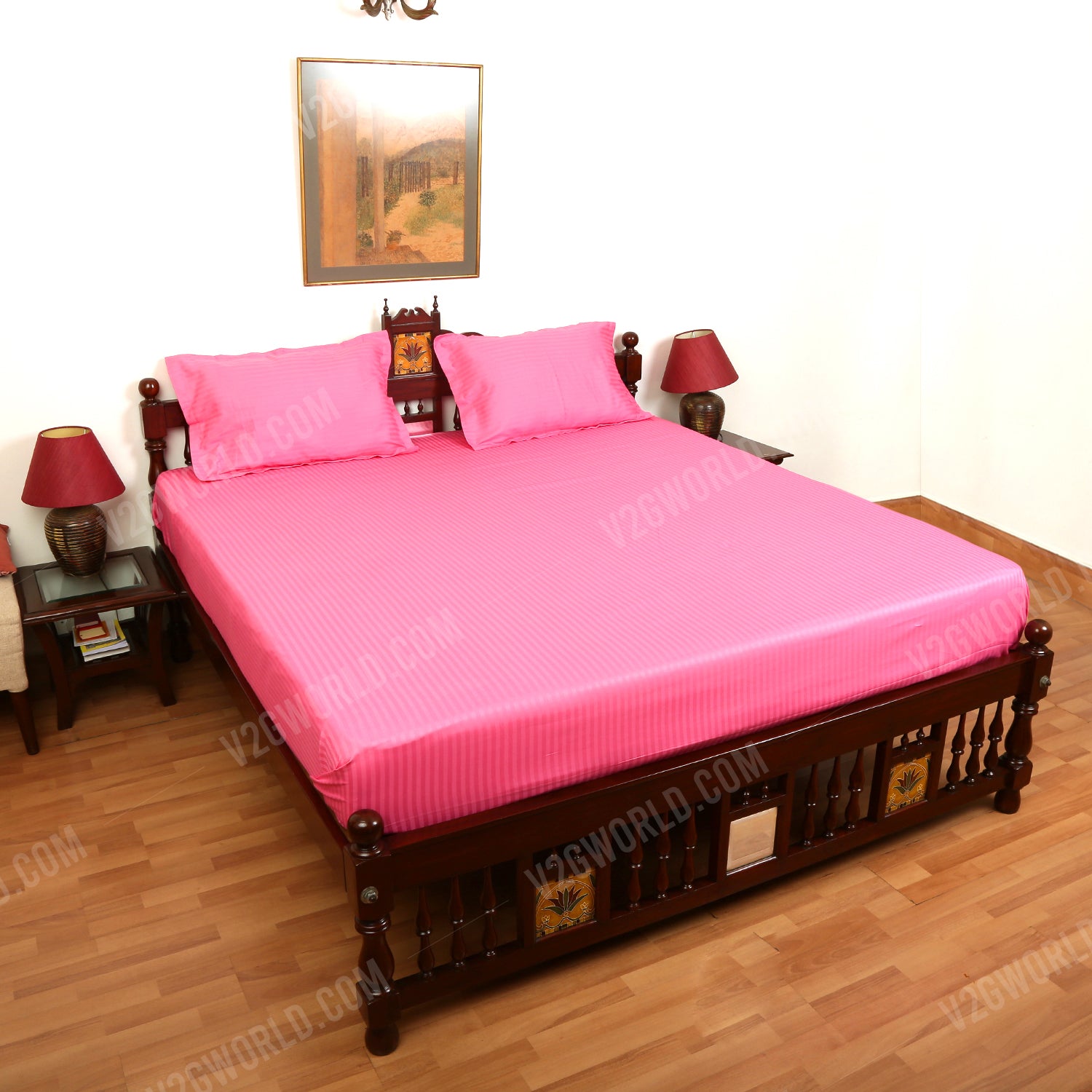 Plain Bedsheet - Double Bed - Dark Pink
