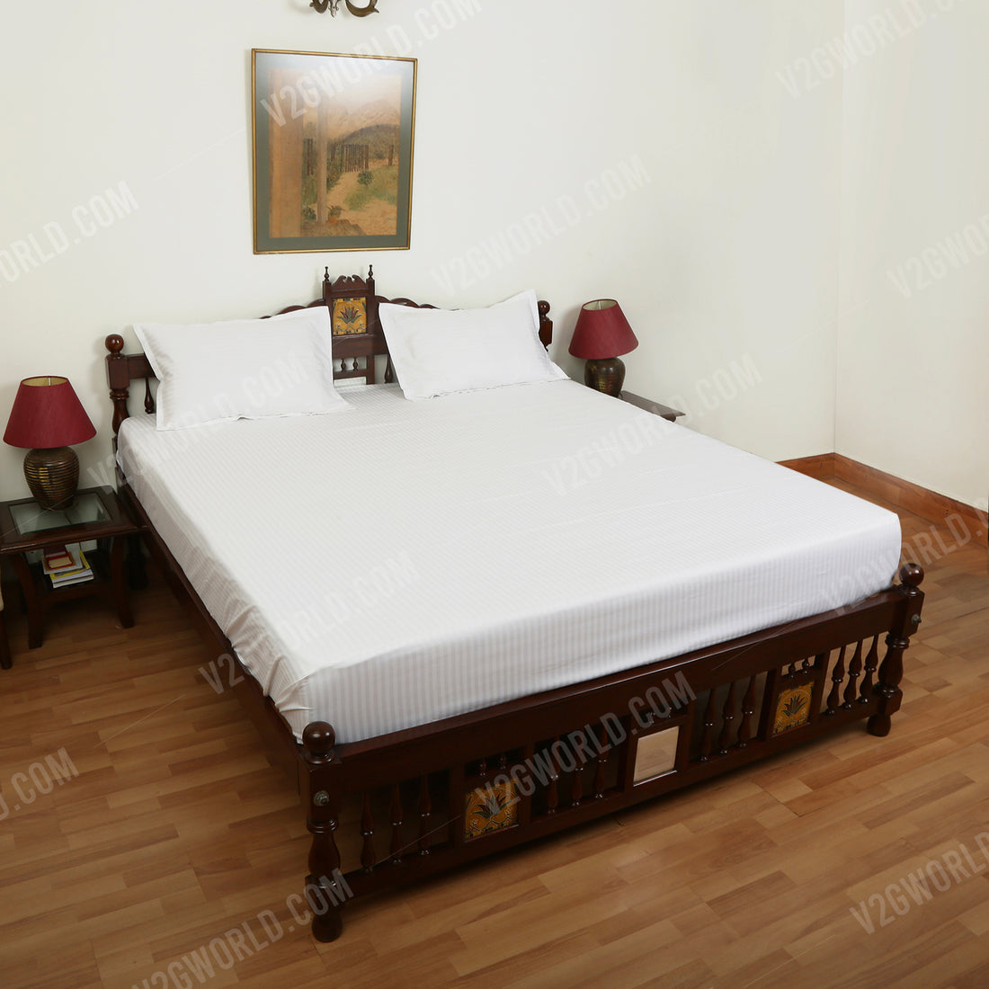 Plain Bedsheet - Double Bed - White