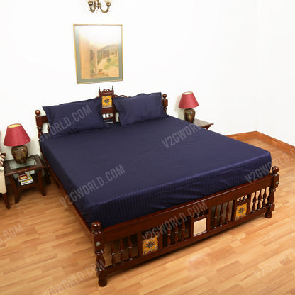 Plain Bedsheet - Double Bed - Navy Blue