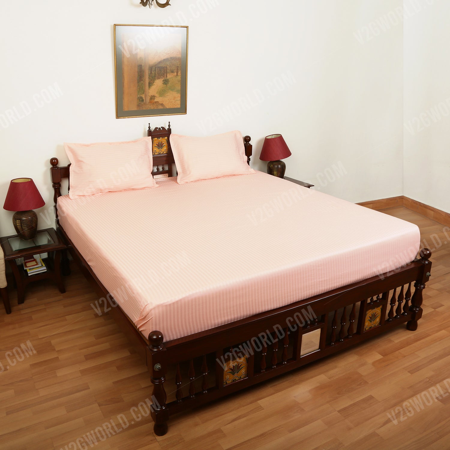Plain Bedsheet - Double Bed - Peach