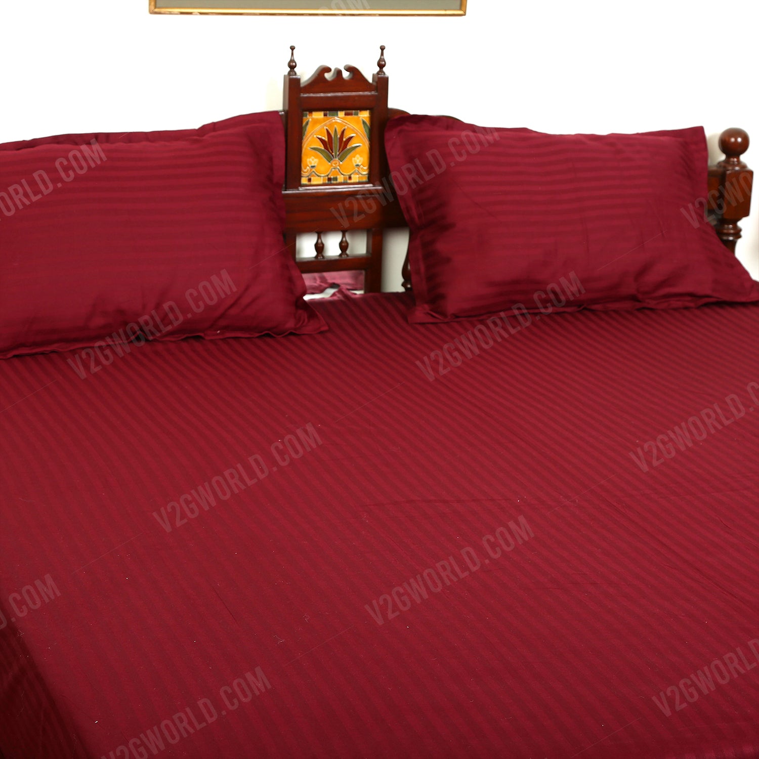 Plain Bedsheet - Double Bed - Dark Red
