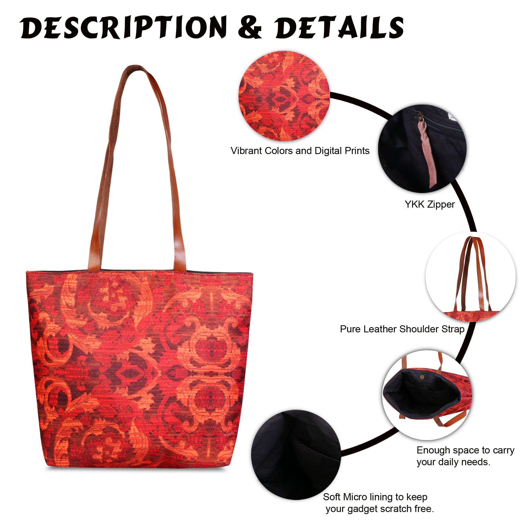 Shopper Bag-Red Jaquard