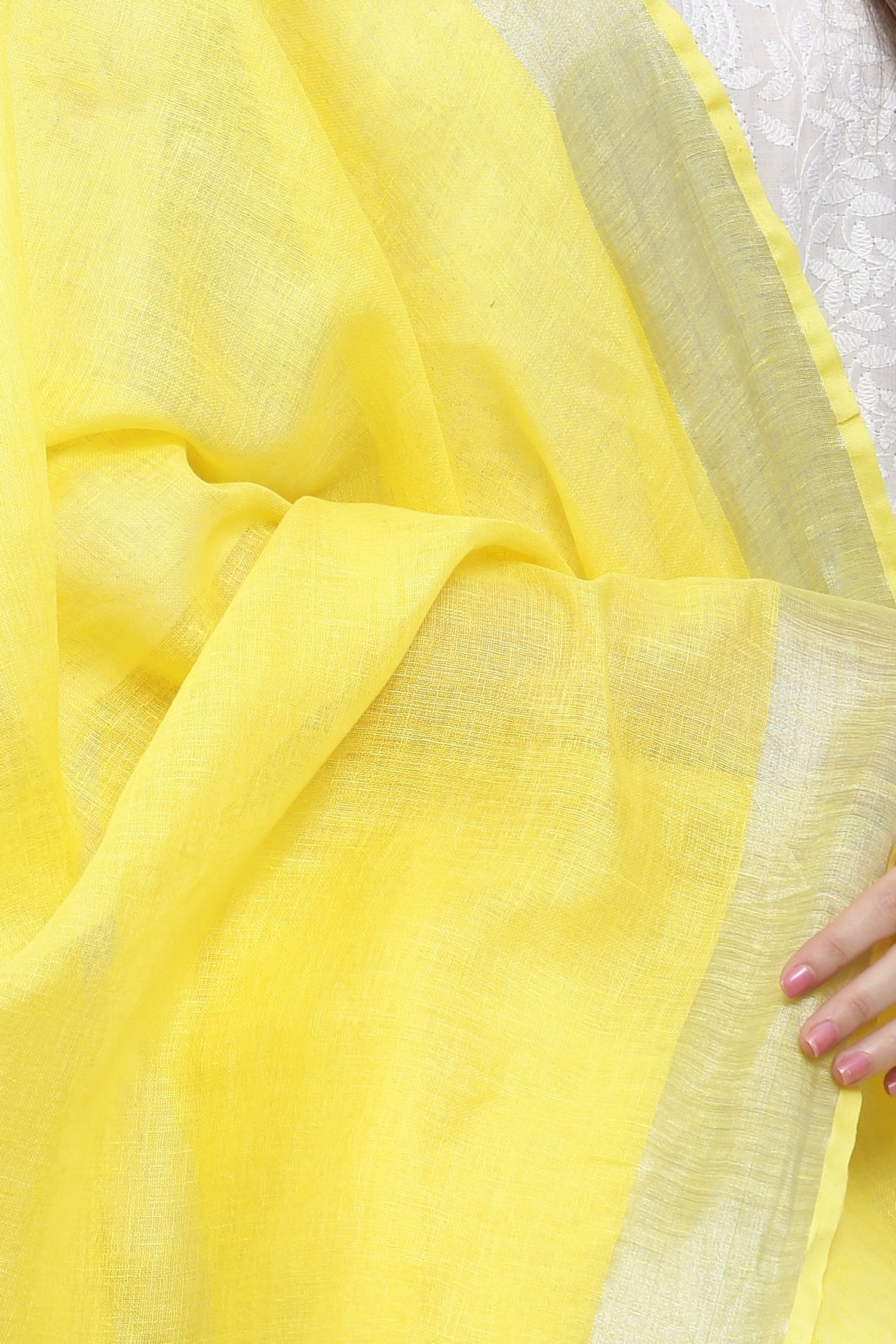 Dupatta-Cotton Linen -Yellow