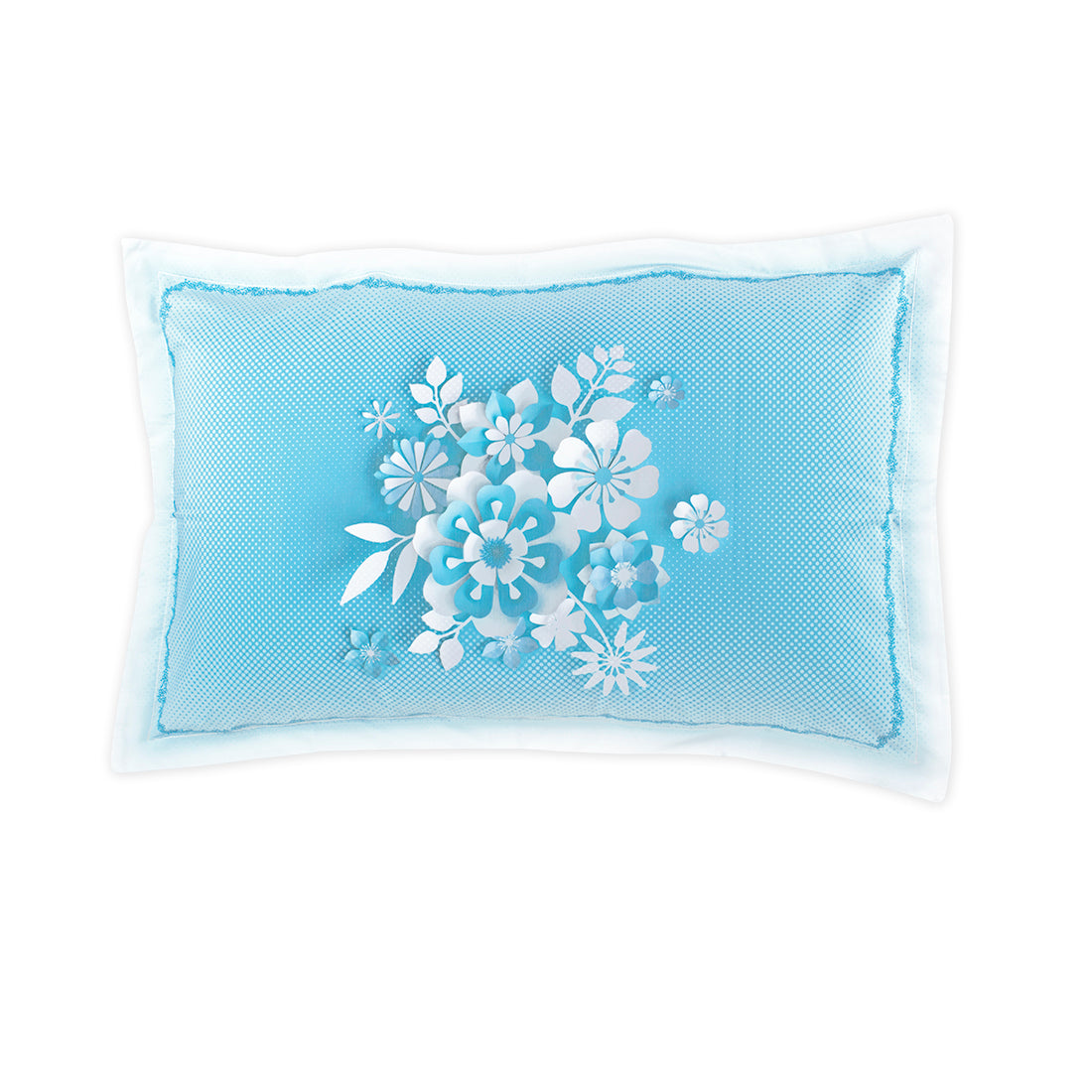 V2G Blue 3D Flowers Printed Pillow Covers- Pair