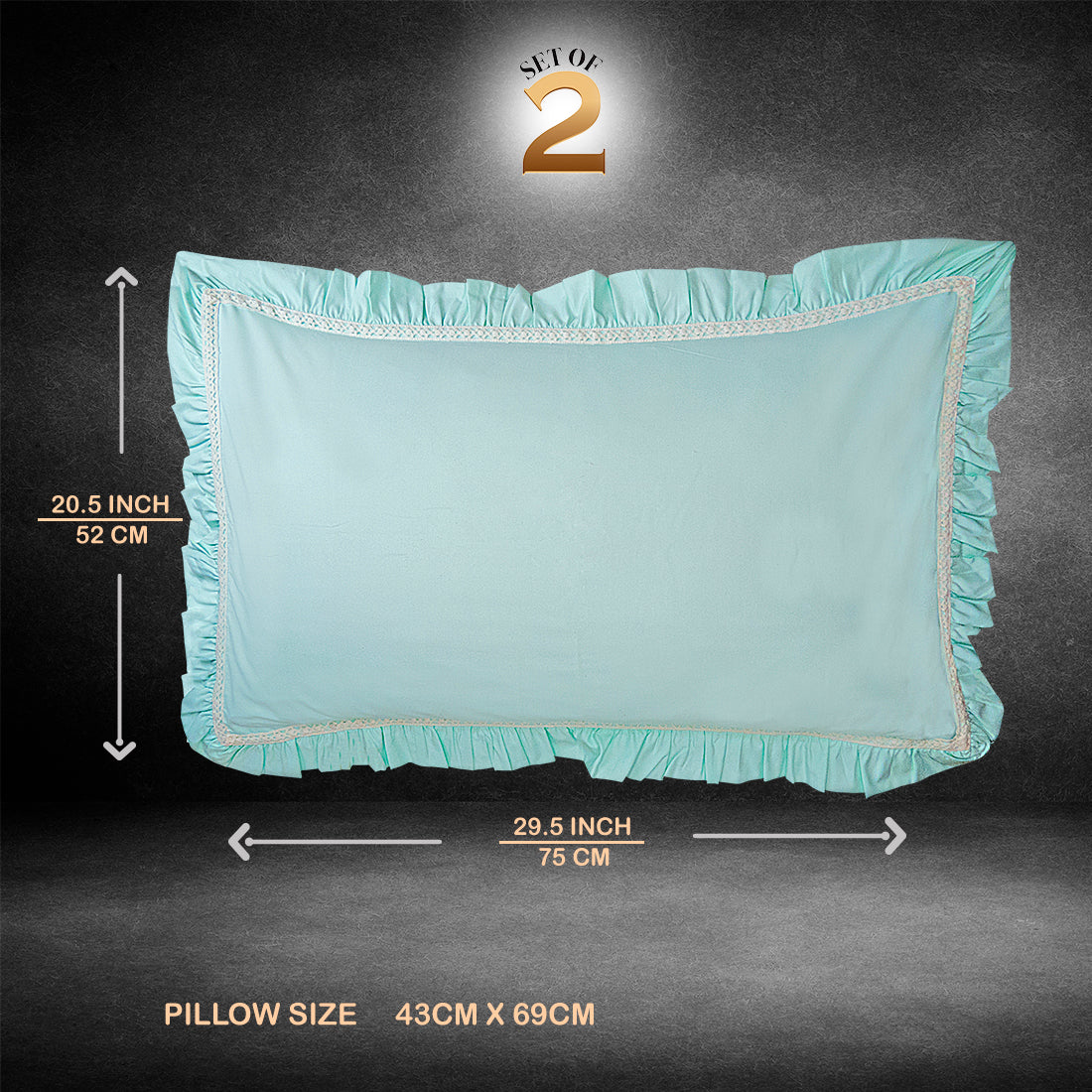 V2G Plain Color Pillow Covers-Light Sea Green- Pair
