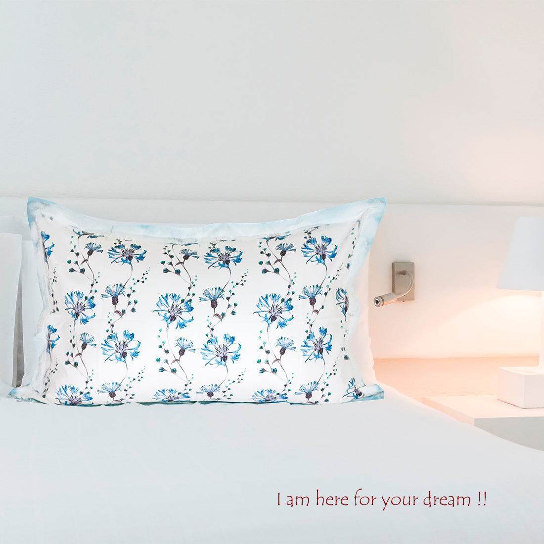 V2G Printed Pillow Covers- Blue Daisies- Pair