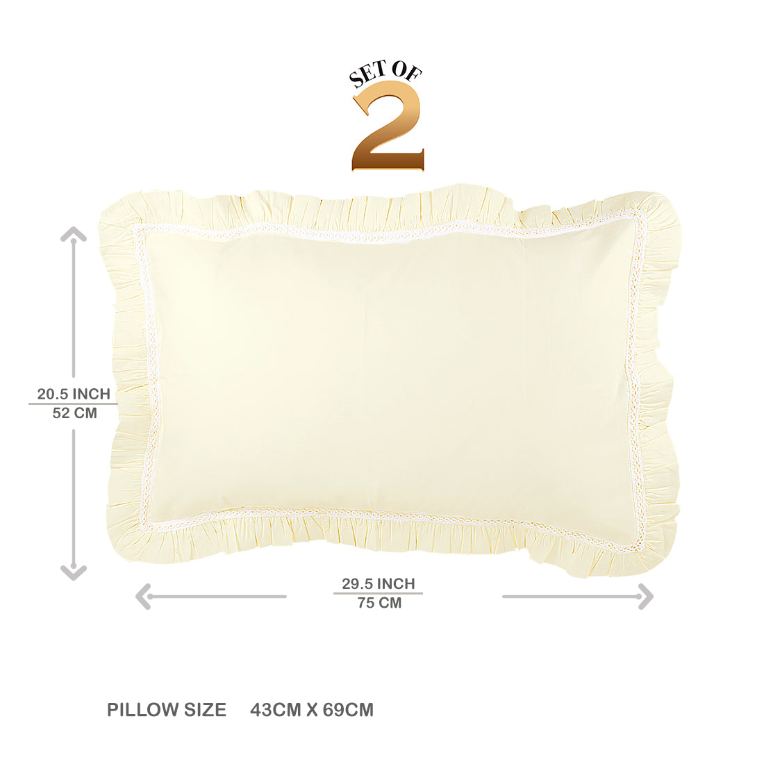 V2G Plain Color Pillow Covers-Light Yellow- Pair