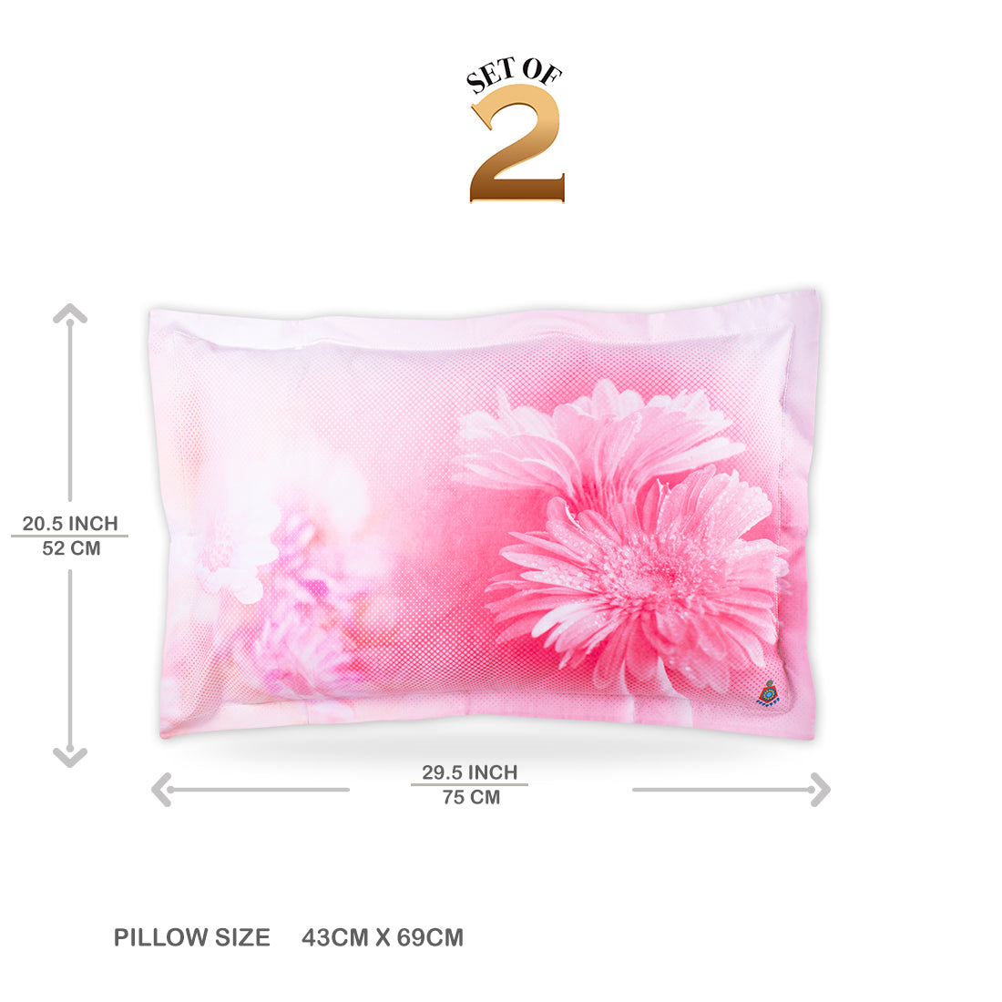 V2G Pink Dhalias Printed Pillow Covers- Pair