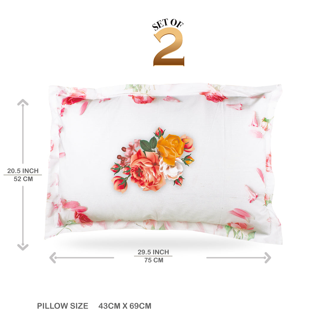 V2G Roses Printed Pillow Covers - Pair