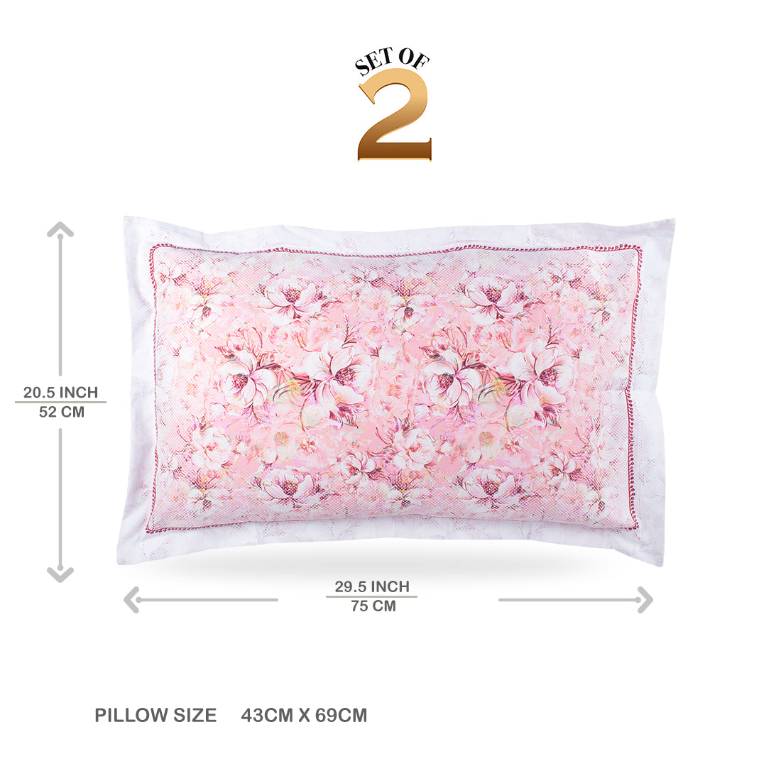 V2G Rose Bed Printed Pillow Covers- Pair