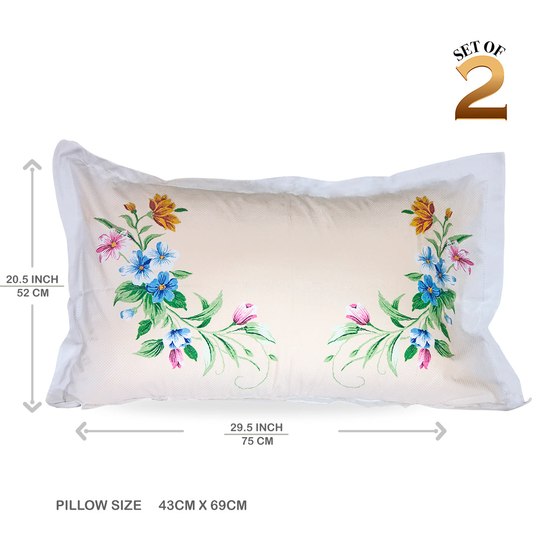 V2G Printed Pillow Covers- Corner Bouquets- Pair