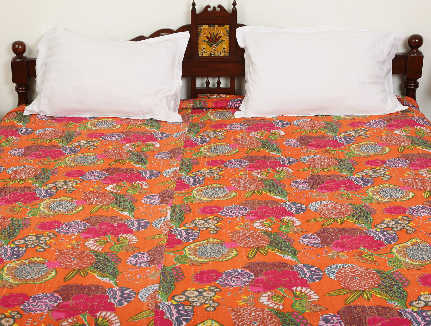 Bedcover-Kantha Floral