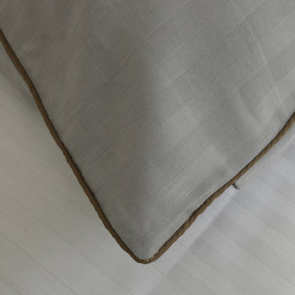 V2G Plain Color Pillow Covers-Light Gray with Piping- Pair
