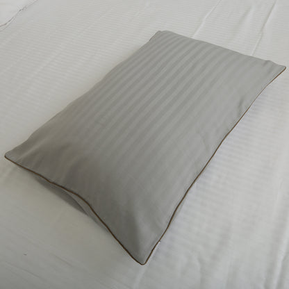 V2G Plain Color Pillow Covers-Light Gray with Piping- Pair