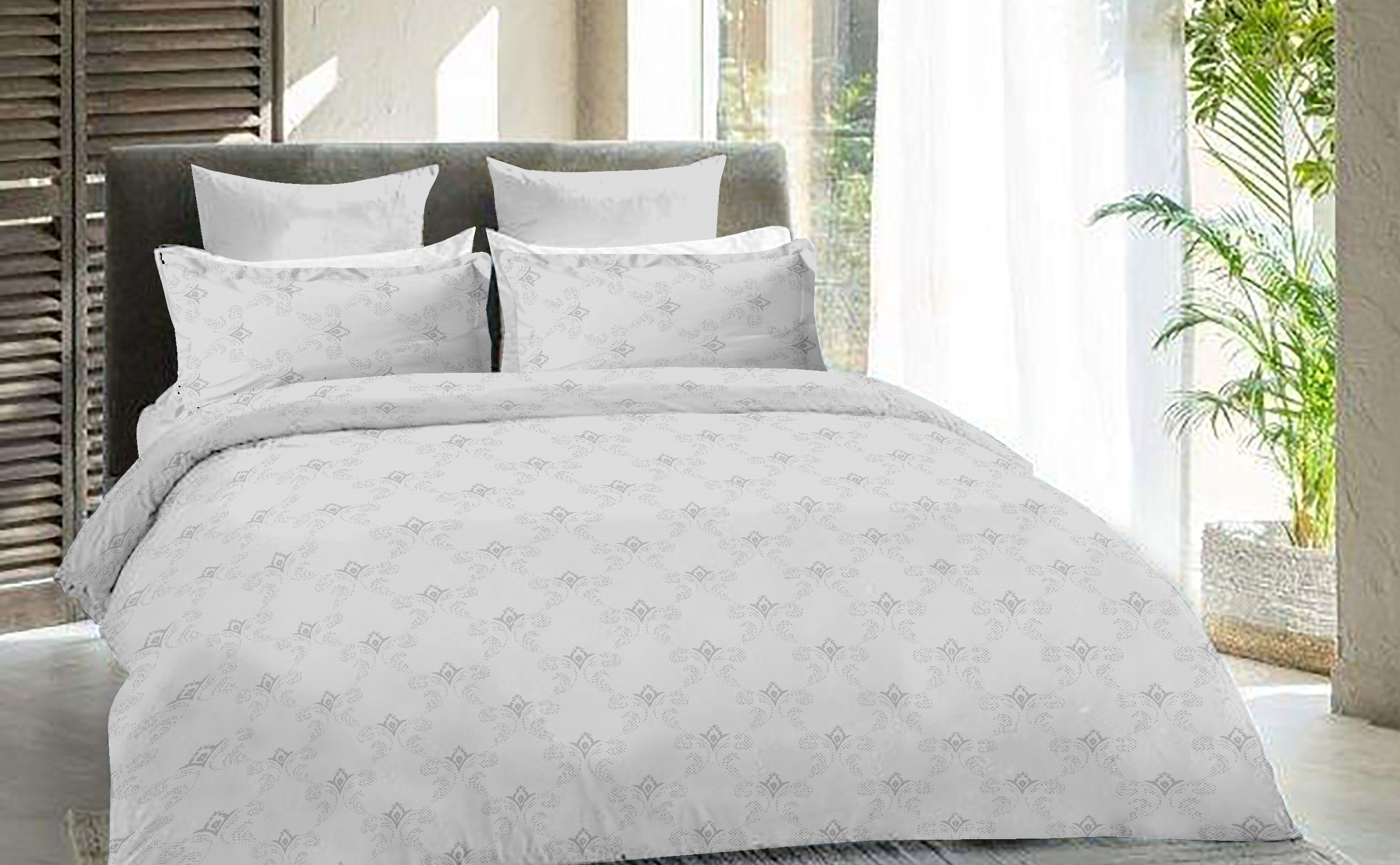 Printed Bedsheet - Double Bed - Carat Pattern - Rose Gold- 300TC