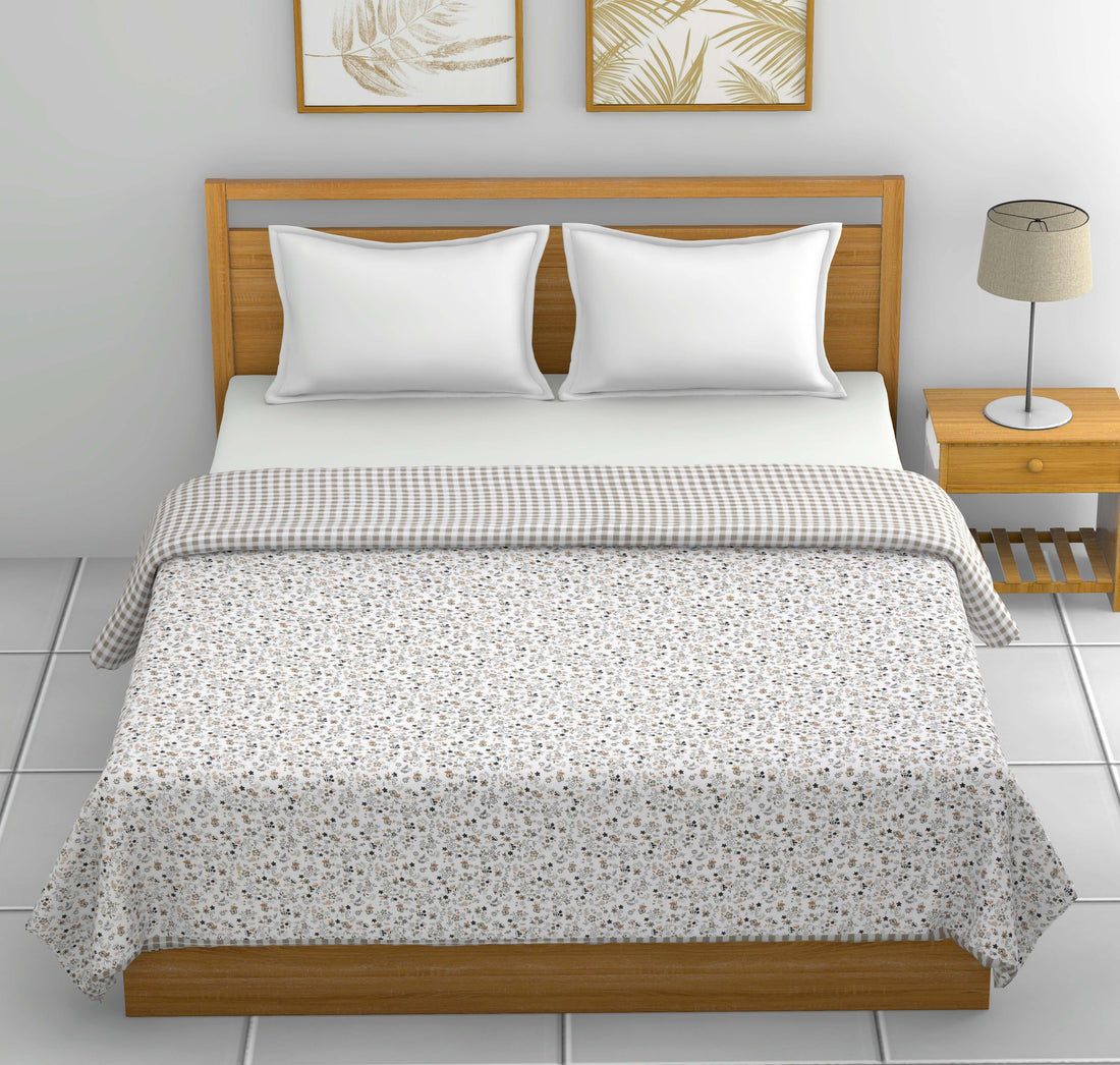 Dohar Cotton-Double Bed- Muddy Brown Small Print