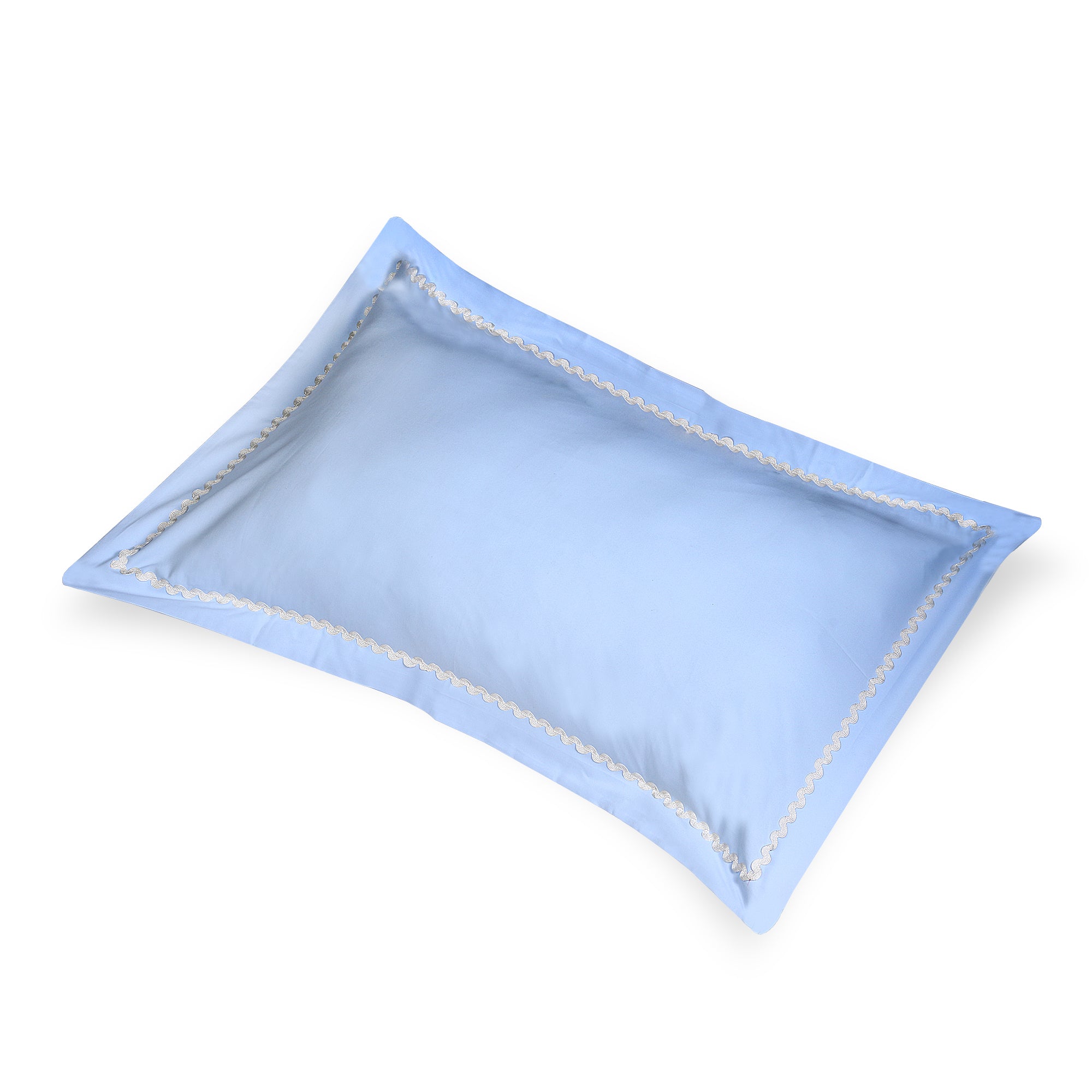 V2G Plain Color Pillow Covers-Sky Blue with Lace- Pair