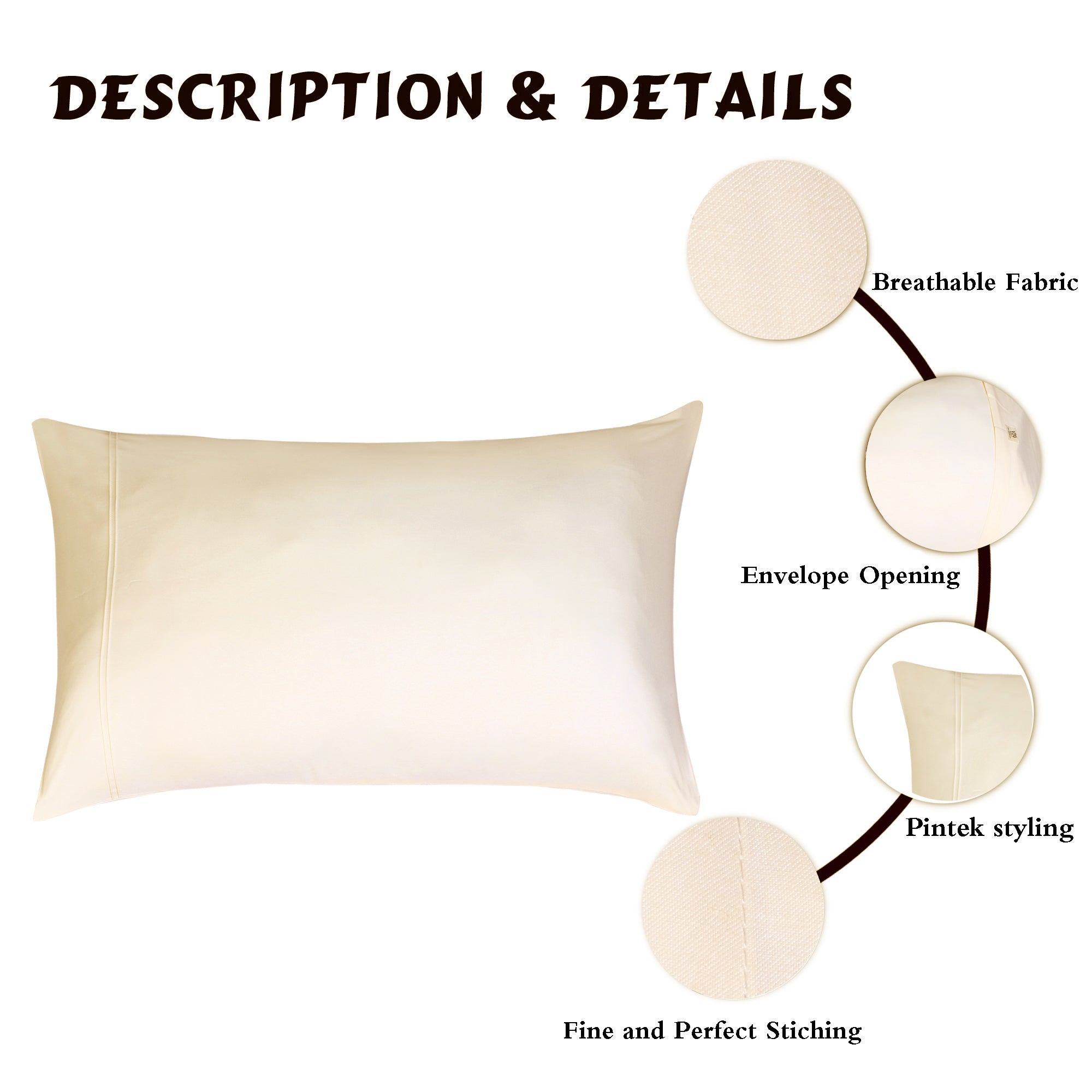 V2G Plain Color Pillow Covers-Pinkish Beige with Pintex Style- Pair