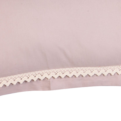 V2G Plain Color Pillow Covers-Pinkish Brown with Lace- Pair