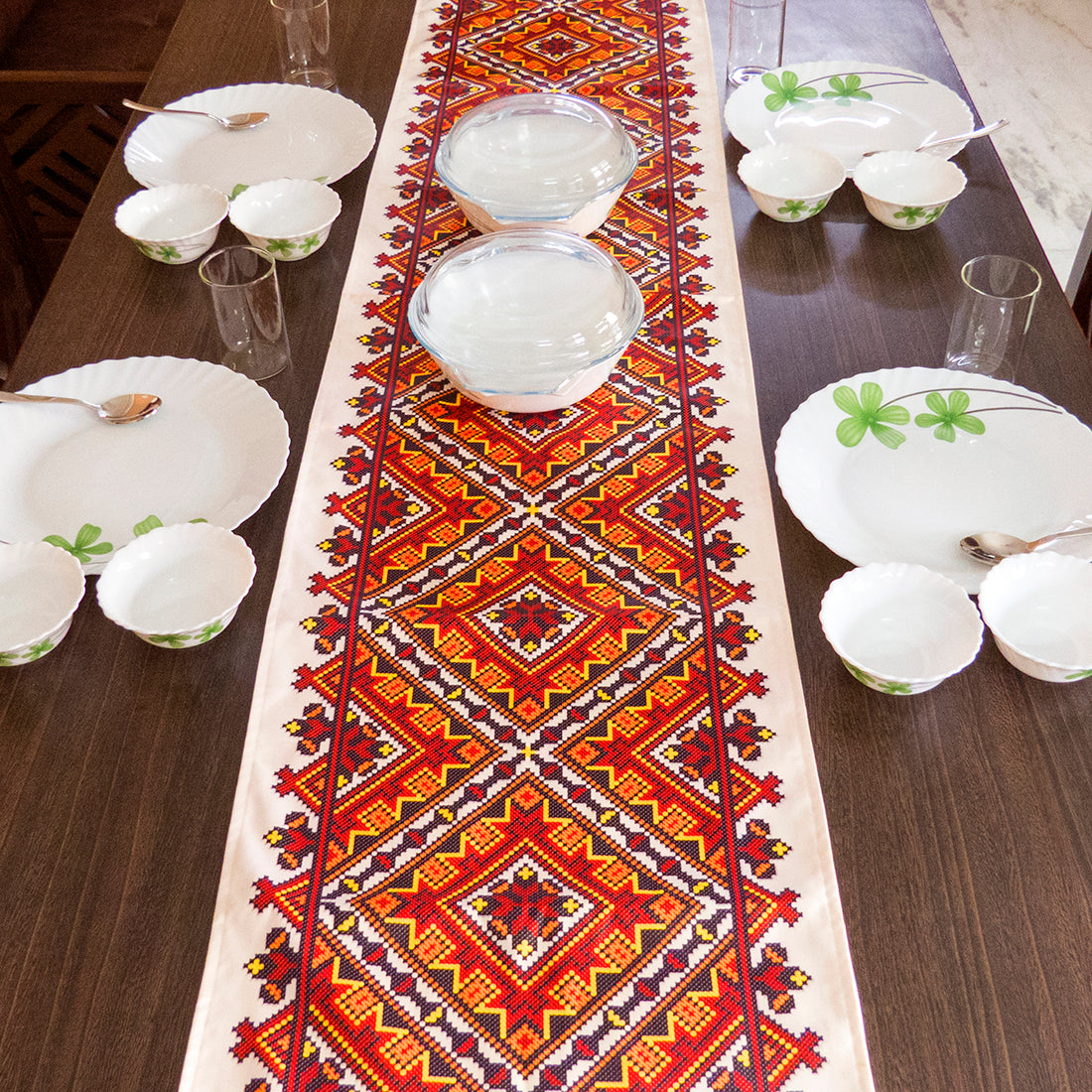 White and Red Ikat