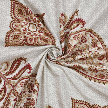 Ethnic Prints Bedsheet- Double Bed -Golden Beige Paisely