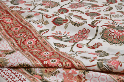 Ethnic Prints Bedsheet- Double Bed -Golden Pink Peacock
