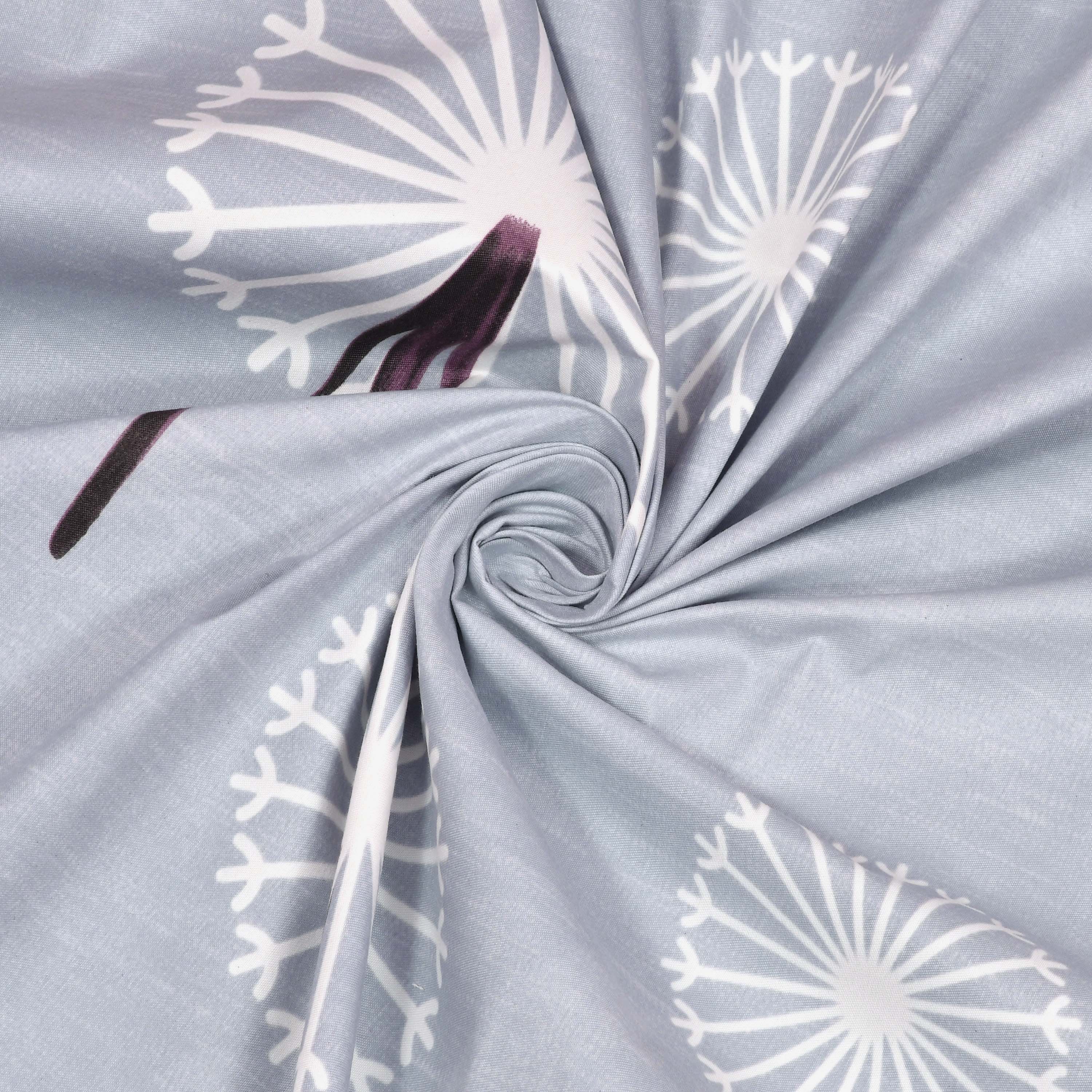 Printed Bedsheet- Double Bed -Grey Dandelions