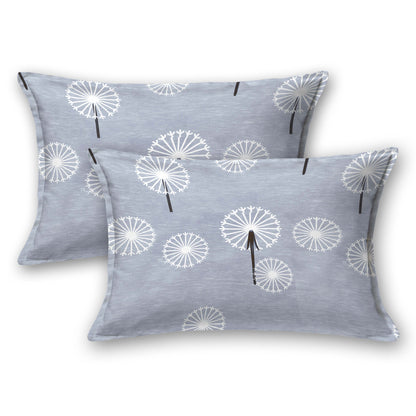 Printed Bedsheet- Double Bed -Grey Dandelions