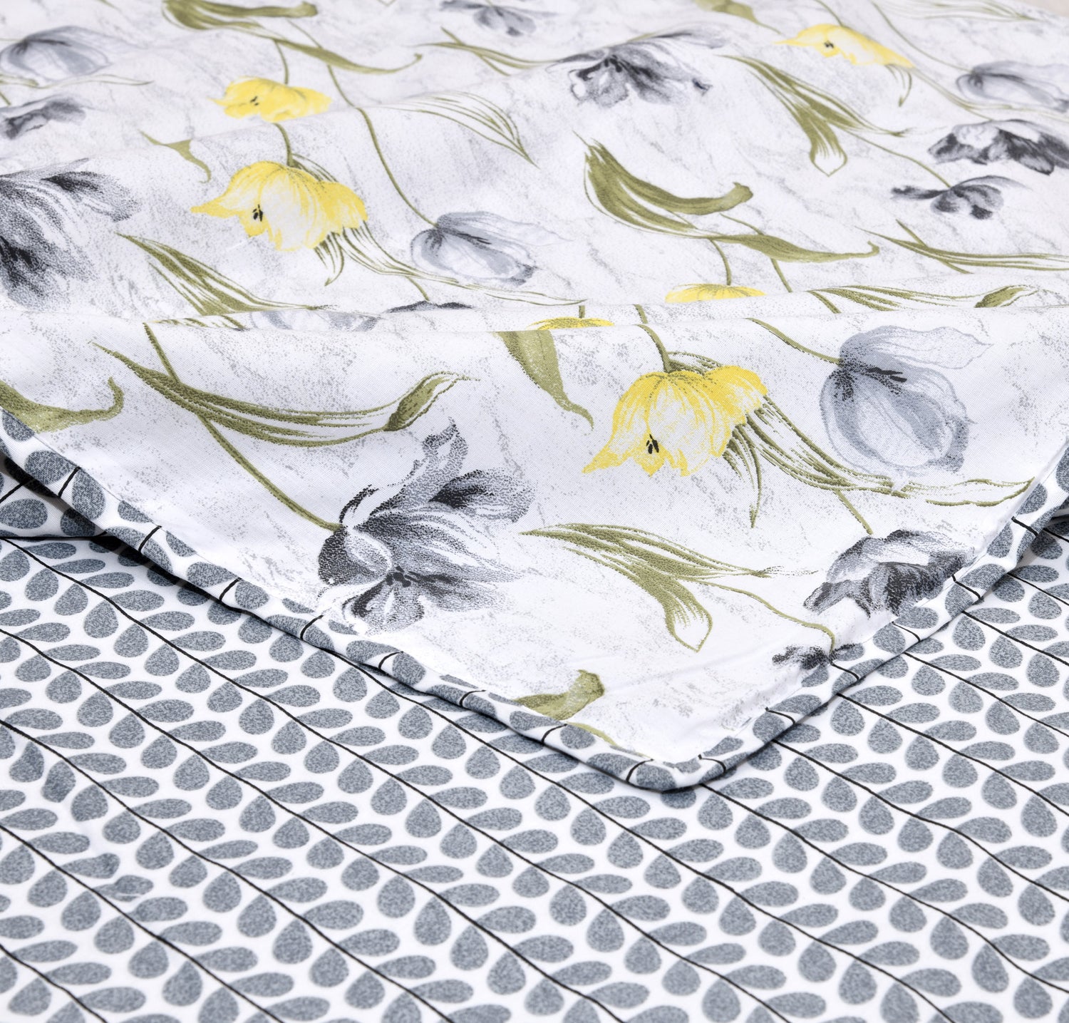 Dohar Cotton-Double Bed- Gray Tulips