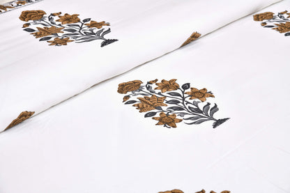 Ethnic Prints Bedsheet- Double Bed -Flower Tree - Light Brown