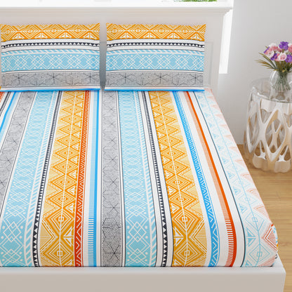 Printed Bedsheet- Double Bed -Tribal Art Orange