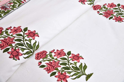 Ethnic Prints Bedsheet-Double Bed-Flower Tree-Pink