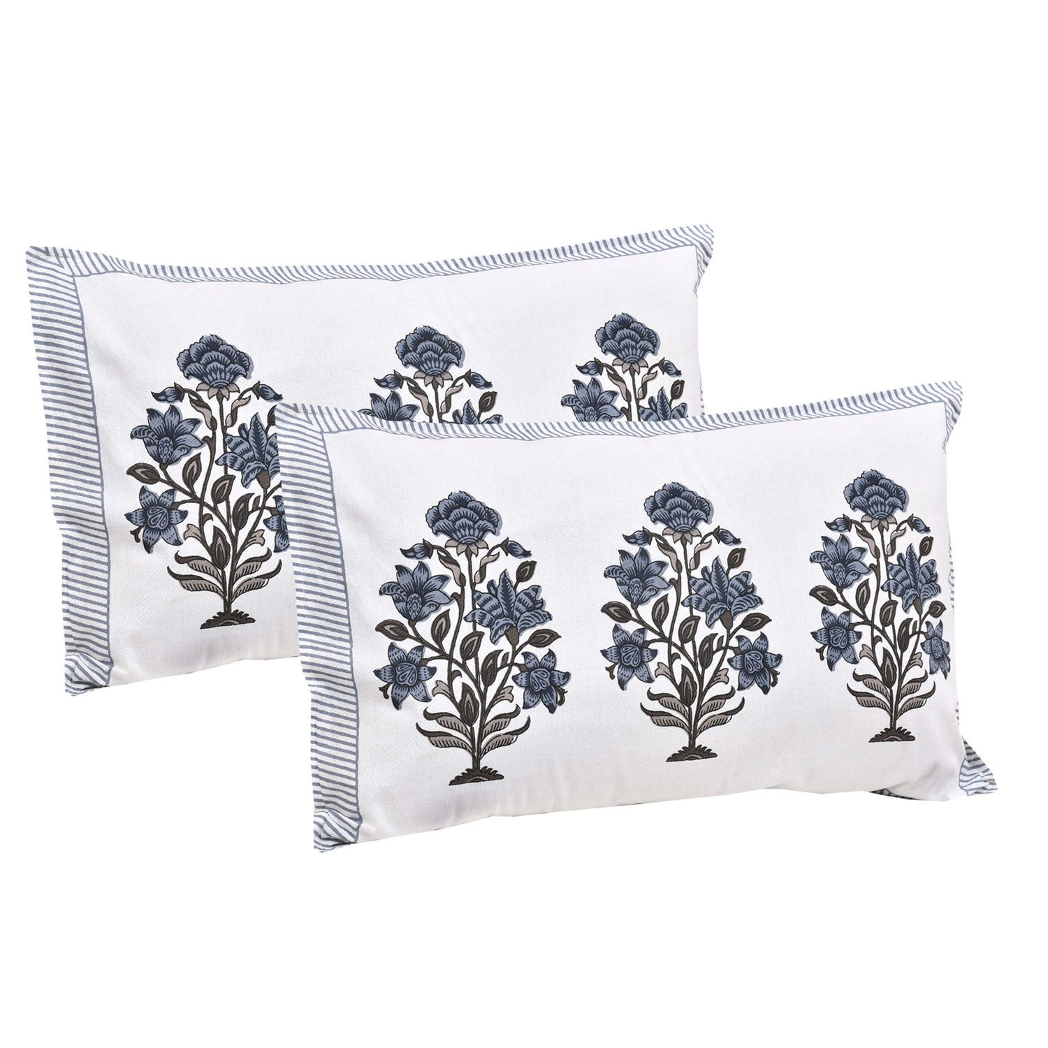 Ethnic Prints Bedsheet- Double Bed -Flower Tree - Greyish Blue