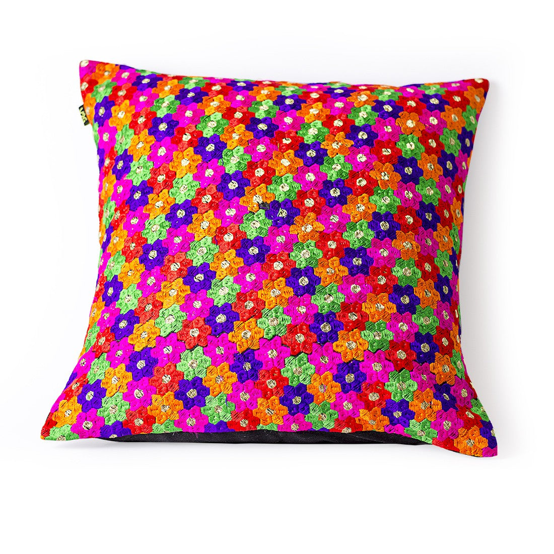 Cushion Cover-Embroidery-All over Flowers-Pair