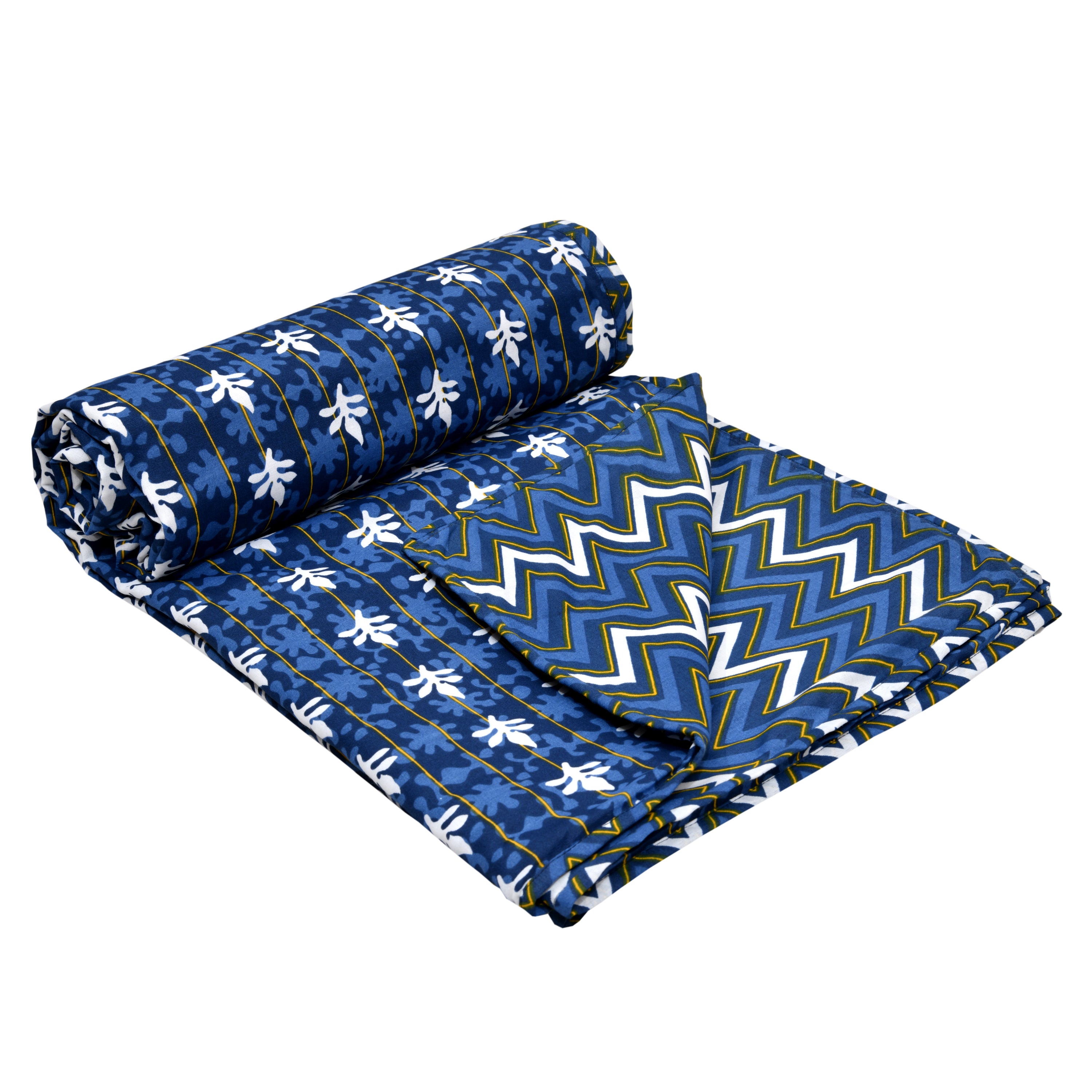 Dohar Cotton-Double Bed- Indigo Blue Waves