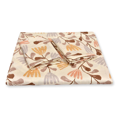 Printed Bedsheet- Double Bed -Brown Leaf