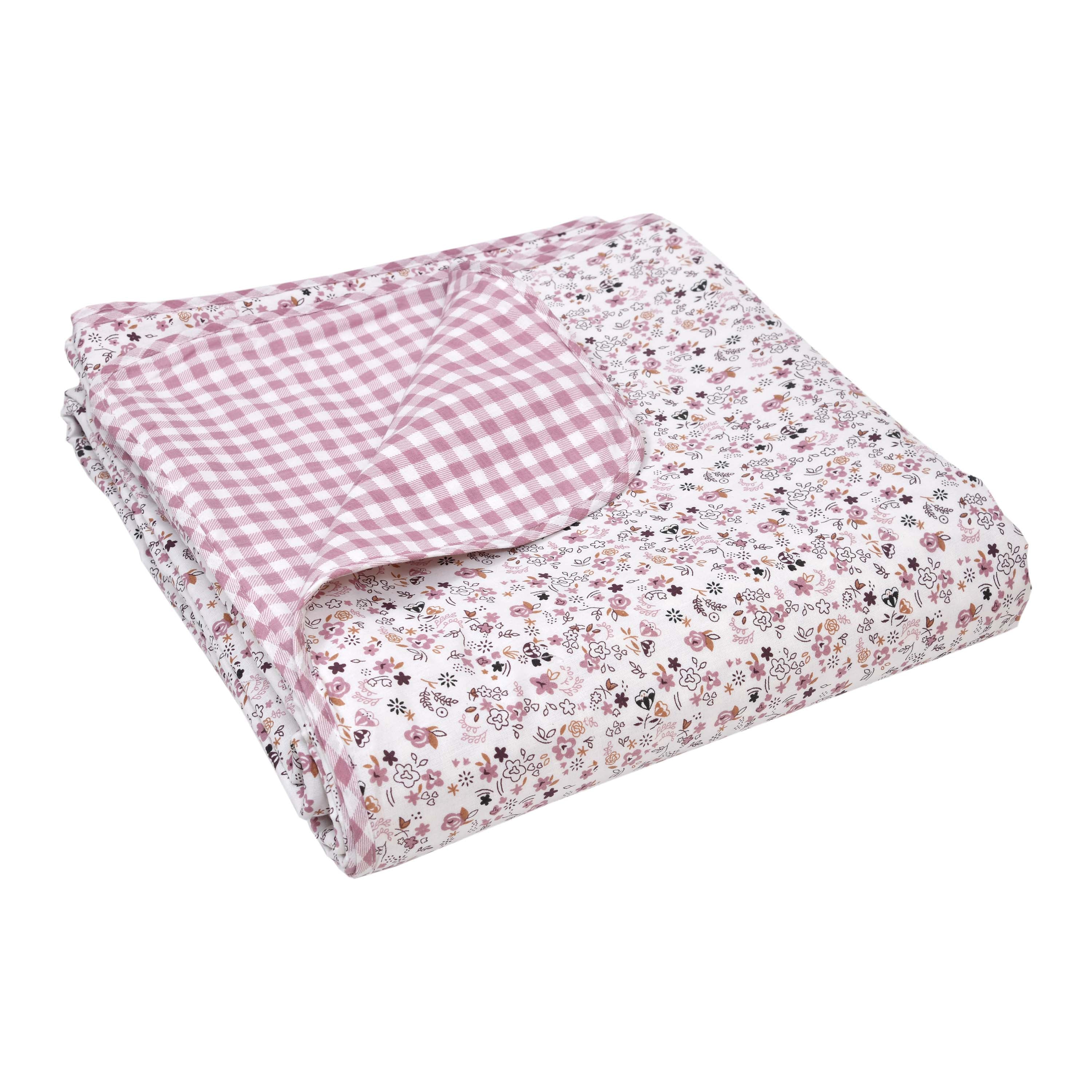 Dohar Cotton-Double Bed- Muddy Pink Small Print