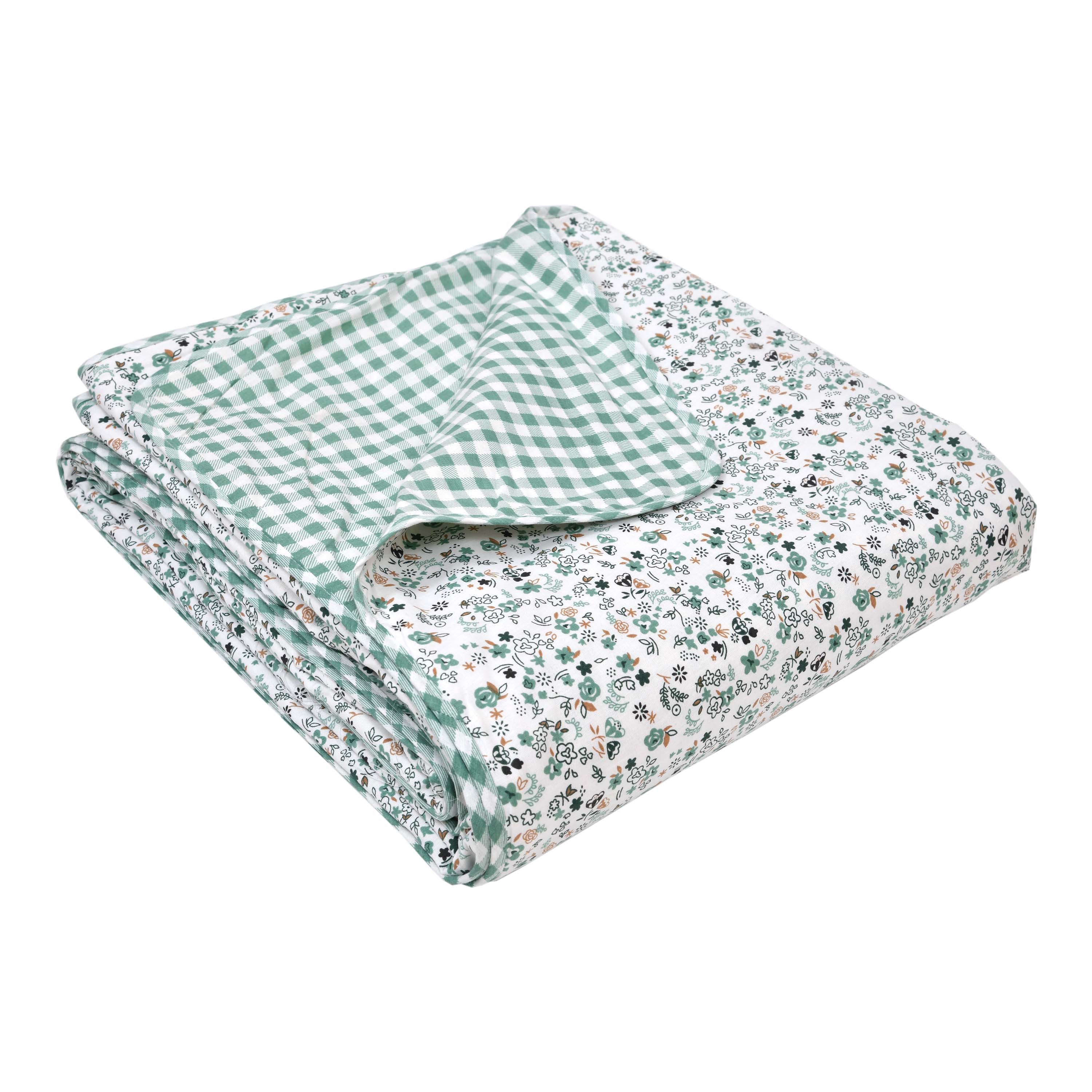 Dohar Cotton-Double Bed- Fresh Green Small Print